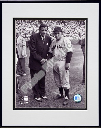 Babe Ruth / Yogi Berra Double Matted 8" x 10" Photograph in Black Anodized Aluminum Frame