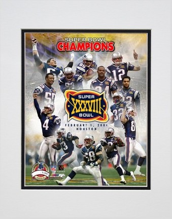 New England Patriots "Super Bowl XXXVIII Champions Limited Edition (Photo File Gold) Composite" Double Matted 