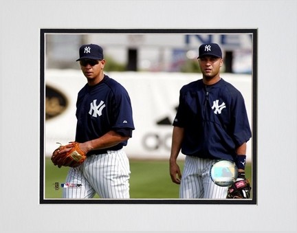 Alex Rodriguez and Derek Jeter "2004 Spring Training" Double Matted 8" x 10" Photograph (Unframed)