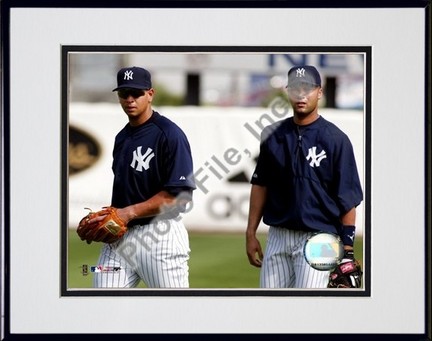 Alex Rodriguez and Derek Jeter "2004 Spring Training" Double Matted 8" x 10" Photograph in Black Ano