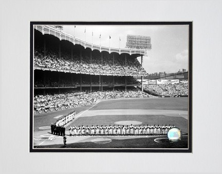Yankee Stadium Left Field 1955 World Series Opening Game Double Matted 8" x 10" Photograph (Unframed)