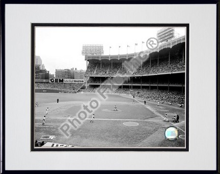 Yankee Stadium Right Field 1957 World Series Game 6 Double Matted 8" x 10" Photograph in Black Anodized Alumin