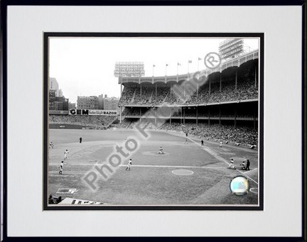 Yankee Stadium Right Field 1957 World Series Game 6 Double Matted 8" x 10" Photograph in Black Anodized Alumin