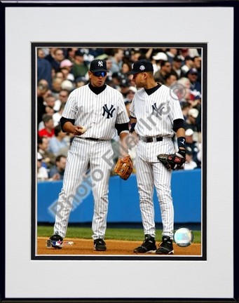Alex Rodriguez and Derek Jeter "Vertical / Pinstripes" Double Matted 8" X 10" Photograph in Black An