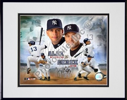 Alex Rodriguez and Derek Jeter "Portrait Plus" Double Matted 8" X 10" Photograph in Black Anodized A