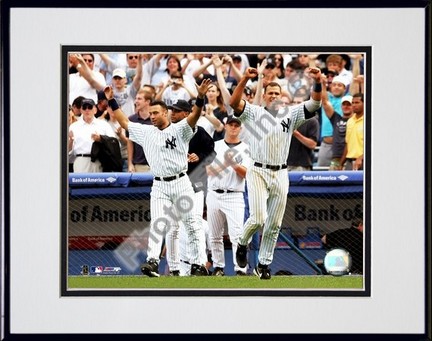 Alex Rodriguez and Derek Jeter "2004 Celebrating" Double Matted 8" X 10" Photograph in Black Anodize