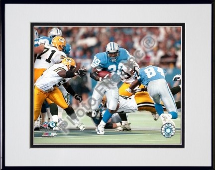 Barry Sanders "Game Action" Double Matted 8" X 10" Photograph in Black Anodized Aluminum Frame