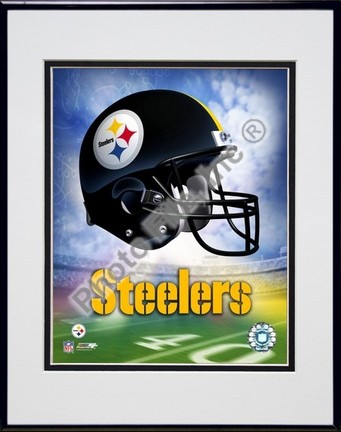 Pittsburgh Steelers "Helmet Logo" Double Matted 8" X 10" Photograph in Black Anodized Aluminum Frame