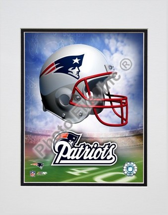 New England Patriots "Helmet Logo" Double Matted 8" X 10" Photograph (Unframed)