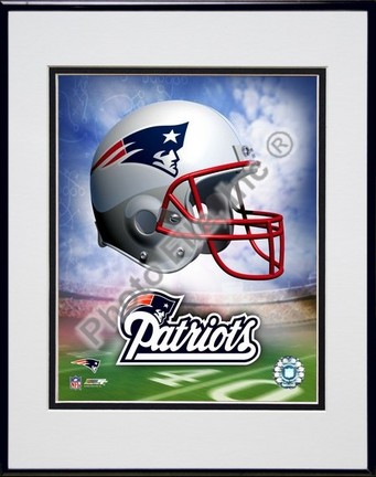 New England Patriots "Helmet Logo" Double Matted 8" X 10" Photograph in Black Anodized Aluminum Fram