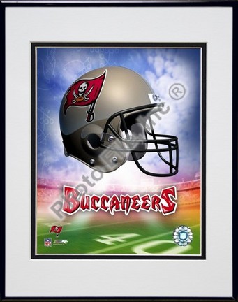 Tampa Bay Buccaneers "Helmet Logo" Double Matted 8" X 10" Photograph in Black Anodized Aluminum Fram