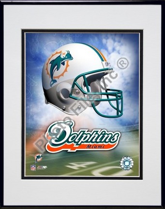Miami Dolphins "Helmet Logo" Double Matted 8" X 10" Photograph in Black Anodized Aluminum Frame