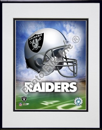Oakland Raiders "Helmet Logo" Double Matted 8" X 10" Photograph in Black Anodized Aluminum Frame
