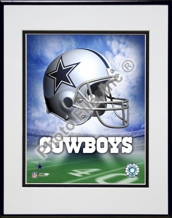 Dallas Cowboys "Helmet Logo" Double Matted 8" X 10" Photograph in Black Anodized Aluminum Frame