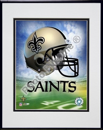 New Orleans Saints "Helmet Logo" Double Matted 8" X 10" Photograph in Black Anodized Aluminum Frame