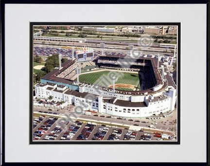 Comiskey Park / Old (Chicago) Double Matted 8" X 10" Photograph in Black Anodized Aluminum Frame