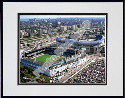Comiskey Park / New (Chicago) Double Matted 8" X 10" Photograph in Black Anodized Aluminum Frame