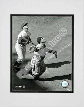Yogi Berra "Catching Action / Sepia" Double Matted 8" X 10" Photograph (Unframed)