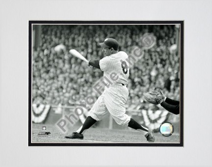 Yogi Berra "Batting Action / Sepia" Double Matted 8" X 10" Photograph (Unframed)