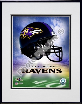 Baltimore Ravens Helmet Logo (2004) Double Matted 8" X 10" Photograph Black Anodized Aluminum Frame