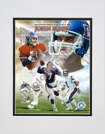 John Elway "Pro Football Hall Of Fame Class of 2004, Photo File Gold V (Limited Edition)" Double Matted 8"