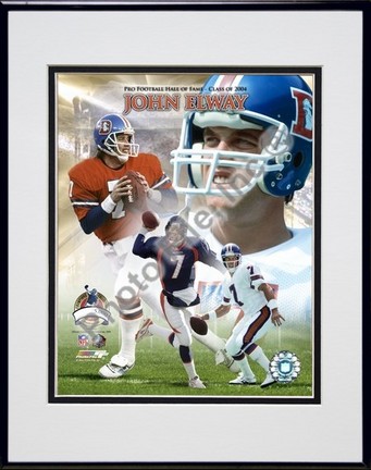 John Elway "Pro Football Hall Of Fame Class of 2004, Photo File Gold V (Limited Edition)" Double Matted 8"