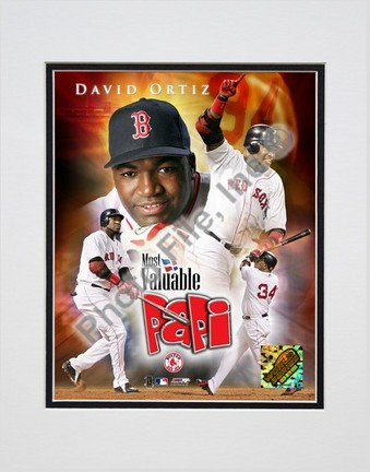 David Ortiz "Most Valuable PAPI 2004" Double Matted 8" X 10" Photograph (Unframed)