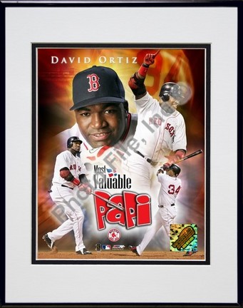 David Ortiz "Most Valuable PAPI 2004" Double Matted 8" X 10" Photograph in Black Anodized Aluminum F