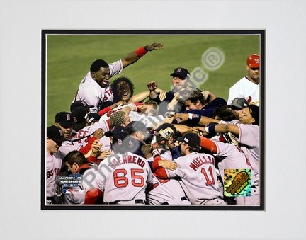 Boston Red Sox Celebration after 2004 World Series Victory Over the St. Louis Cardinals Double Matted 8" X 10"