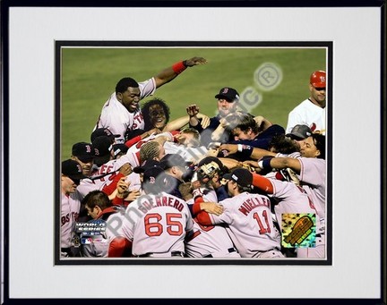 Boston Red Sox Celebration after 2004 World Series Victory Over the St. Louis Cardinals Double Matted 8" X 10"