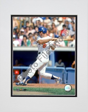 Steve Garvey Batting Action Double Matted 8" X 10" Photograph (Unframed)