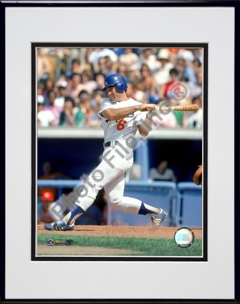 Steve Garvey Batting Action Double Matted 8" X 10" Photograph in Black Anodized Aluminum Frame
