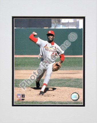 Bob Gibson Pitching Action Double Matted 8" X 10" Photograph (Unframed)