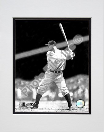 Lou Gehrig Batting Action Double Matted 8" X 10" Photograph (Unframed)