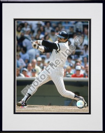 Reggie Jackson Batting Action Double Matted 8" X 10" Photograph in Black Anodized Aluminum Frame