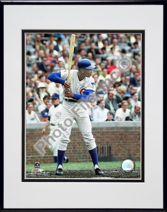Ernie Banks Batting Stance Double Matted 8" X 10" Photograph in Black Anodized Aluminum Frame