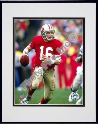 Joe Montana #22 Double Matted 8" X 10" Photograph in Black Anodized Aluminum Frame