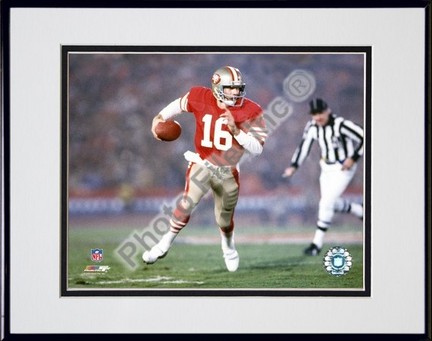 Joe Montana #21 Double Matted 8" X 10" Photograph in Black Anodized Aluminum Frame
