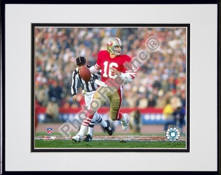Joe Montana #20 Double Matted 8" X 10" Photograph in Black Anodized Aluminum Frame
