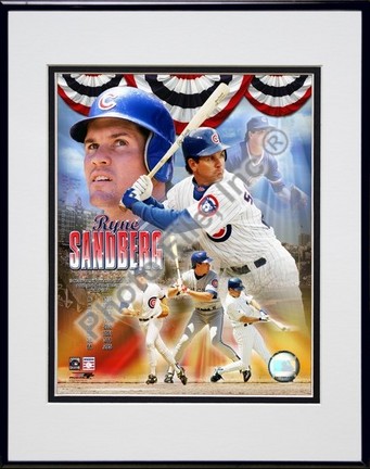 Ryne Sandberg Legends Composite Double Matted 8" X 10" Photograph in Black Anodized Aluminum Frame