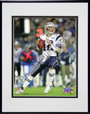 Tom Brady "Super Bowl XXXIX Passing in First Quarter" Double Matted 8" X 10" Photograph in Black Ano