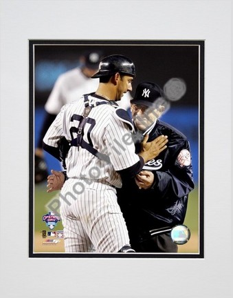 Jorge Posada and Yogi Berra "2005 Opening Day" Double Matted 8" X 10" Photograph (Unframed)