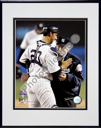 Jorge Posada and Yogi Berra "2005 Opening Day" Double Matted 8" X 10" Photograph in Black Anodized A