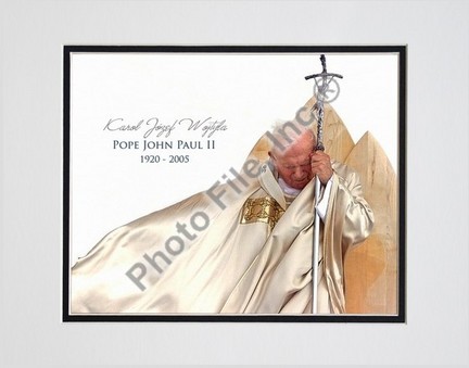 Pope John Paul II "1920 - 2005 (Horizontal with Caption)" Double Matted 8" X 10" Photograph (Unframe