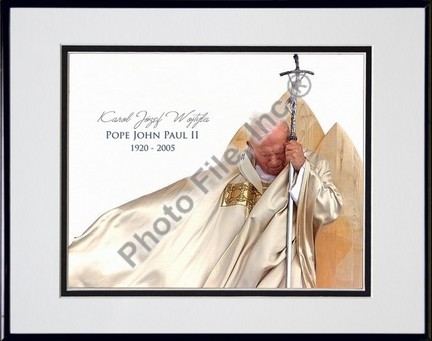 Pope John Paul II "1920 - 2005 (Horizontal with Caption)" Double Matted 8" X 10" Photograph in Black