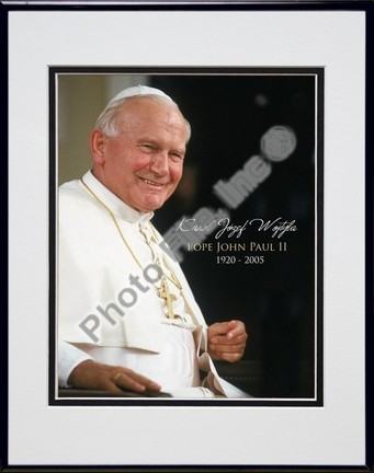 Pope John Paul II "1920 - 2005 (Vertical with Caption)" Double Matted 8" X 10" Photograph in Black A
