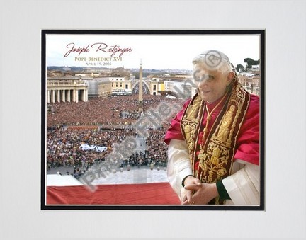 Pope Benedict XVI "Crowd (Horizontal)" Double Matted 8" X 10" Photograph (Unframed)