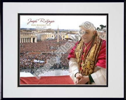Pope Benedict XVI "Crowd (Horizontal)" Double Matted 8" X 10" Photograph in Black Anodized Aluminum 