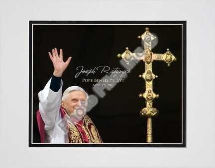 Pope Benedict XVI "Cross" Double Matted 8" X 10" Photograph (Unframed)
