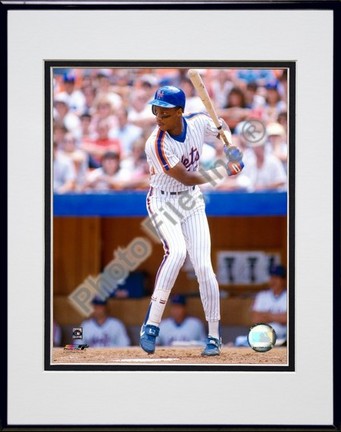 Darryl Strawberry "Batting Action" Double Matted 8" X 10" Photograph in Black Anodized Aluminum Fram